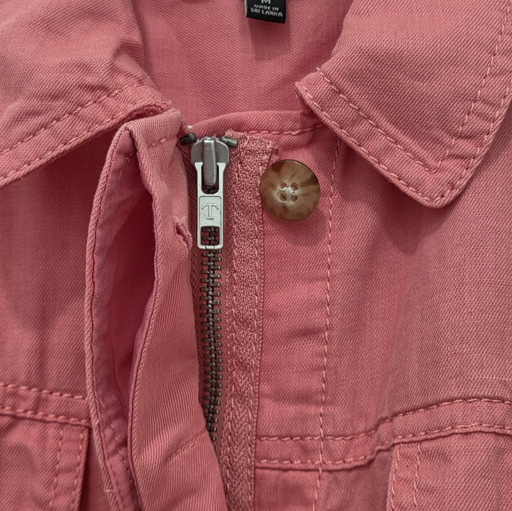 TALBOTS Linen Blend Utility Jacket in Washed Salmon Size Medium Womens Full Zip - Picture 7 of 16